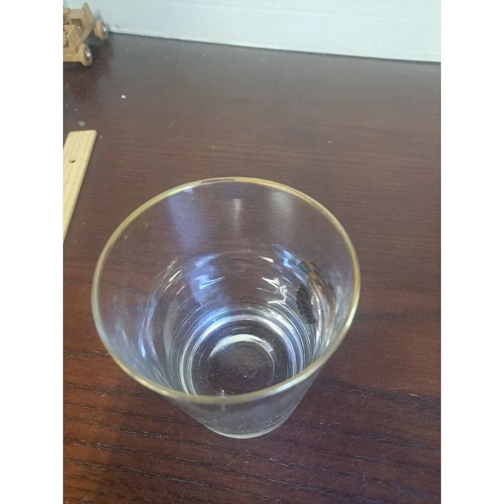 Vintage Highball Tumbler With Painted Quail In Flight And Gold Color Trim On Rim